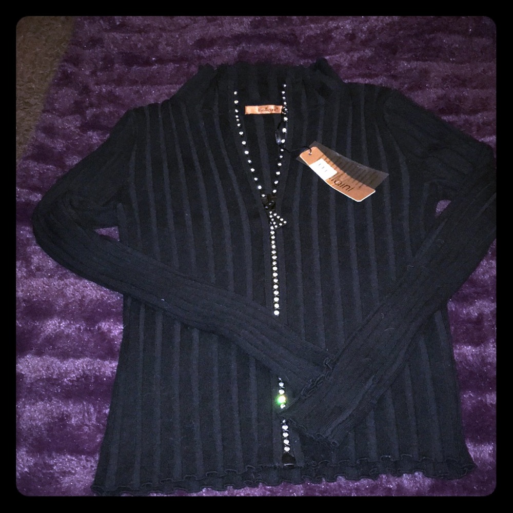 Bellini zip up cardigan with rhinestone detail